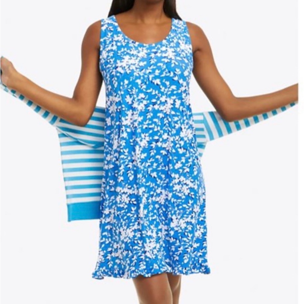 Floral Blue Sleeveless Dress